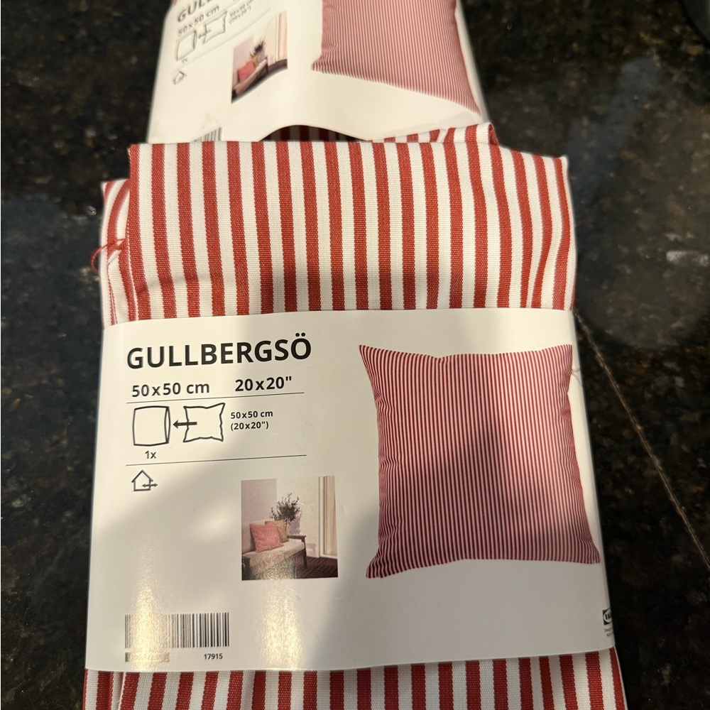 IKEA Gullbergsö Red and White Striped Accent Pillow